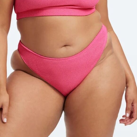 Good American Bright Pink Size 7/8 4x/5x Always Fits Better Bikini Bottom - Picture 1 of 10